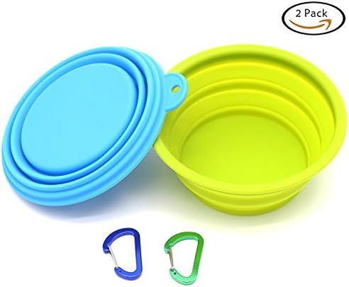 Glendan Pet Travel Collapsible Dog Bowl, Silicone Travel Bowl for Dog Cat Food & Water, Foldable Expandable Cup Dish for Pet Cat Food Water Feeding Portable Travel Bowl Free Carabiner (S)