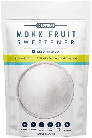 Low Karb - Monk Fruit Sweetener with Erythritol - 1:1 Natural Keto Approved Sugar Substitute Sweetner (Classic Whie - 1 lb) Non Glycemic, Zero Calories, Perfect for No Sugar and Low Carb Lifestyles