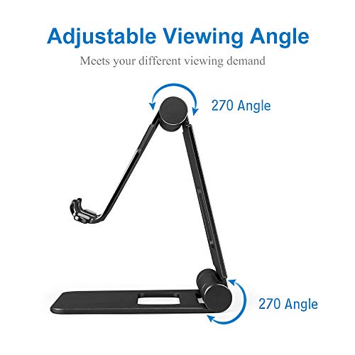 Smyidel Desk Phone Holder Multi-Angle Foldable Adjustable Cell Phone Tablet Desk Stand Mount Holder for Cellphones iPhone Samsung and Tablet (Black)