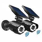 Solar Lights Outdoor Motion Sensor - 800Lumens 8 LED Spotlight 5-Watt Solar Lights Outdoor IP66 Waterproof, Wireless Solar Flood Light for Porch Garden Driveway Pathway,Aluminum,Pack of 2 (Black)