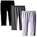 Pink House Girls' 3 Piece Seamless Capri Legging, White/Black/Grey, 2-4T
