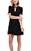 Avoir Aime Vintage Inspired Classic Chiffon Short Sleeve Knee Length Dress With Lace and Keyhole