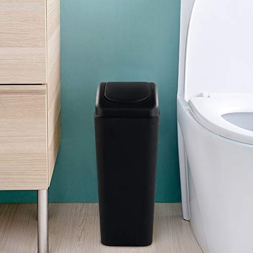 Uumitty 14 Litre Plastic Trash Can, Swing Top Garbage Can, Black, 1