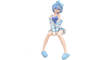 Rem Figure Sitting Pose Anime Girl Figure Statue 6.1" Cartoon Ram Figurine Cake Topper Desktop Decoration Collectibles Gift f