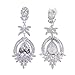 EVER FAITH Austrian Crystal CZ Teardrop Floral Leaf Dangle Earrings Clear Silver-Tone