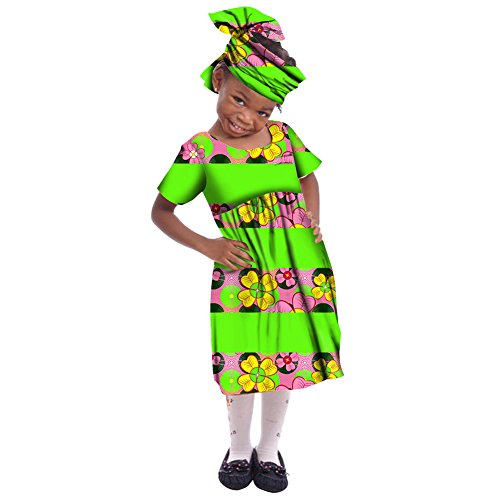 Baby Grils African Dashikis Dresses + Headwrap 2 Pieces Children Outfits Kids Skirts WYT06