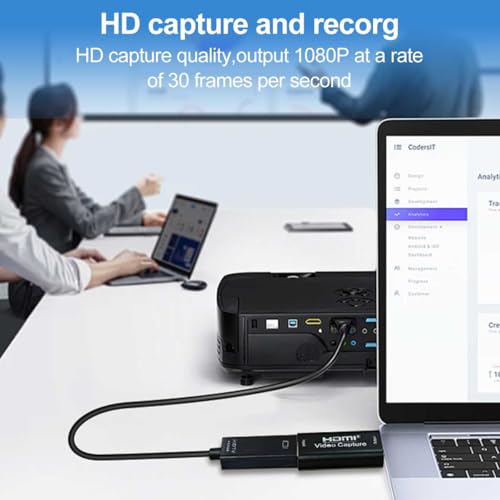 T Tersely Portable Audio Video Capture Cards, HDMI to USB 2.0 1080P 4K Record Via DSLR Camcorder Action Cam Link for High Definition Acquisition, Live Broadcasting, Video Conference, Teaching, Gaming