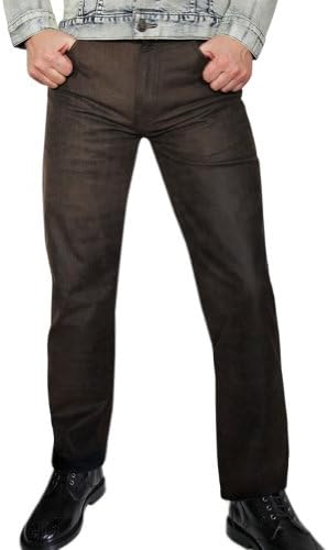 Fuente Men Suede Leather Pants Trouser Carpenters Military Jeans Lederhose, Size: W42/L36