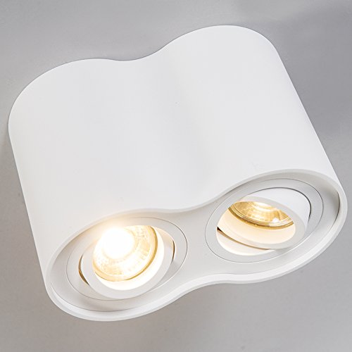 QAZQA - Design Moderne spot wit kantelbaar - Rondoo Duo | Woonkamer | Slaapkamer | Keuken - Staal Cilinder |Ovaal - GU10… - Afbeelding 6