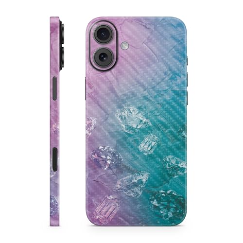 Carbon Fiber Phone Skin Compatible with Apple iPhone 16 Plus - Diamond Grunge -…