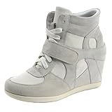 Women's Formal Wedge Hidden Heel Hook&Loop Suede Leather Fashion Sneakers