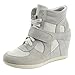 Women's Formal Wedge Hidden Heel Hook-Loop Suede Leather Fashion Sneakers