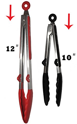 Kitchen Meister Silicone And Stainless Steel Kitchen Tong Set, 1 Red 12