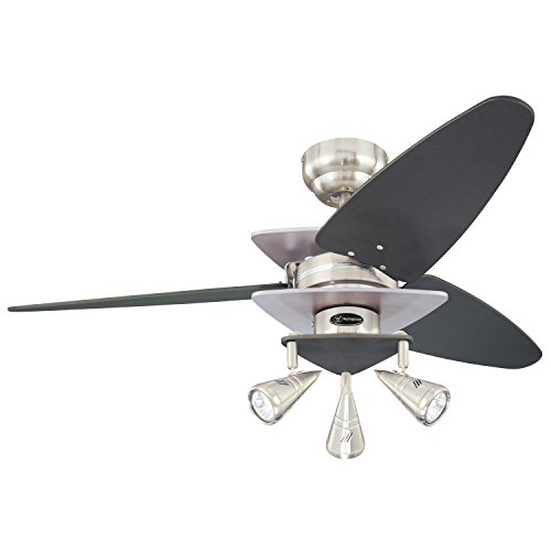 Westinghouse Lighting 7850700 Vector Elite Three-Light 42-Inch Reversible Three-Blade Indoor Ceiling Fan, Brushed Nickel and Graphite with Spotlights Westinghouse Lighting 7850700 Vector Elite Three-Light 42-Inch Reversible Three-Blade Indoor Ceiling Fan, Brushed Nickel and Graphite with Spotlights