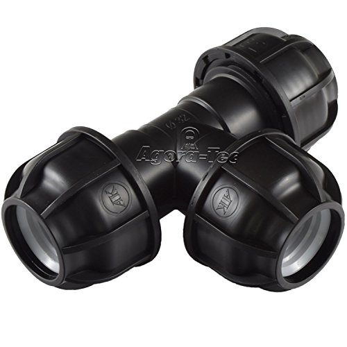 Agora-Tec® 32mm PE-Rohr T-Stück Verschraubung Fitting Kupplung