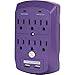 Surge Protector, Electronics Charging Station, 6 Outlet 2 USB Port Wall Adapter with Safety Indicator Lights -Purple- by Office + Style