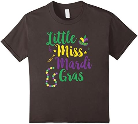 Kids Little Miss Mardi Gras T-Shirt Cute Girls School Parade 4 Asphalt