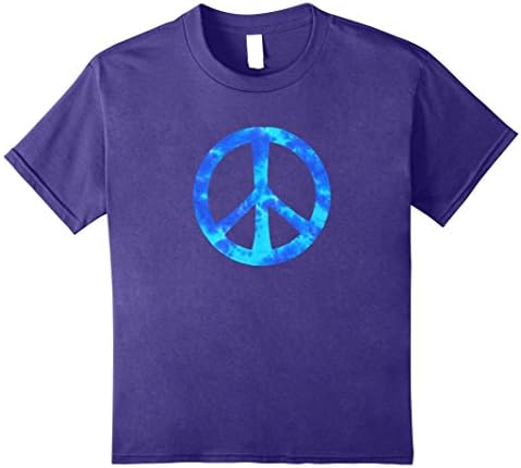 Kids Blue Tie Dye Peace Sign T-shirt 12 Purple