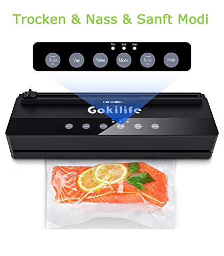 Automatische Vakuumierer, Gokilife Sous Vide Vakuumiergerät mit Schneider, Vakumierergerät für Trockene, Weiche, Nasse… – Bild 3