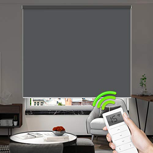 Yoolax Motorized Blind Shade for Window with Remote Control Smart Blind Shade Compatible with Alexa Motorize Roller Shade Blackout Battery Solar Powered Blind Custom up 98''W X 138''H(Vinyl-Dark Gray) - Thumbnail 7