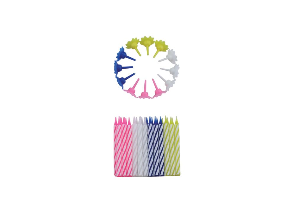 Birthday Candle Set - 24 Candles & 12 Holders