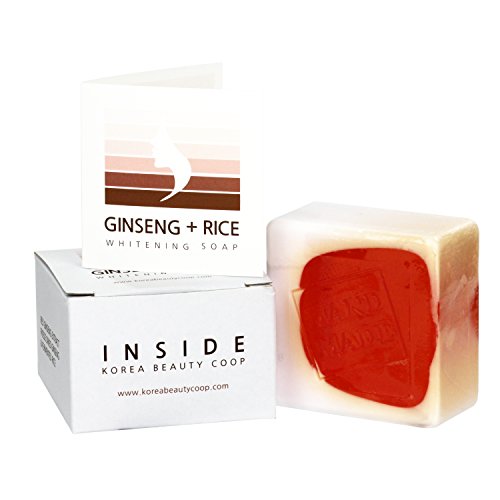 Premium Ginseng + Rice Whitening Face Soap [100g X 2 bars] Hand Made - [Whitening, Moisturizing, Brightening, Anti-Aging]Korean Beauty