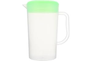 NUOBESTY Large Capacity Plastic Water Pitcher with Green Lid, 2L Jug for Lemonade Stand and Outdoor Use,