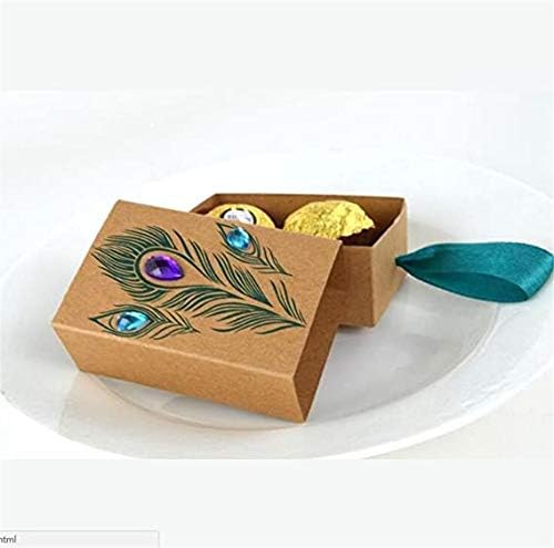 VNFEI Peacock Candy Boxes Wedding Favors Kraft Paper Gift Boxes Decoration (50)