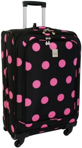 Jenni Chan Dots 360 Quattro 25 Inch Upright Spinner Luggage, Black/Pink, One Size