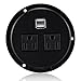 Desktop Power Grommet Hub 2 Power Socket & Dual USB Ports For Office Desk Grommet Outlet Table Recessed Power Outlet Durable Plastic Top (Black) with 5.9 FT Power Cord