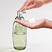 mDesign Refillable Glass Foaming Hand Soap Dispenser - Foam Soap Pump Bottle Container for Bathroom Counter Top - Decorative Foam Soap Dispenser - Malloy Collection - Green/Brushed Chrome