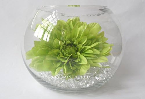 Clear Glass Fish Bowl Flower Display With Artificial Gerbera And Crystals By Homestreet (Green)