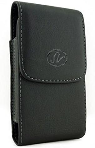 NTSElectronics Black Vertical Leather Phone Case Cover Pouch Belt Holster Clip for Motorola Droid Turbo 2, Moto Z Force Droid, Z3, Play - Samsung Galaxy J7, (2018) Refine, Note 3 4 5, Edge, S8+, S9+