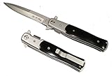Black Wood HANDLE Silver BLADE Milano Godfather Style SPRING ASSIST OPENING POCKET KNIFE