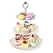 MyGift Decorative 3 Tier White Ceramic Tea Party Serving Platter Cupcake Dessert Stand