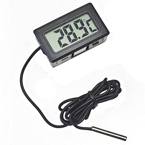 Momoday Portable Mini Digital Thermometer For Refrigerator Fridge Freezer With Temperature Sensor LCD Display(Black)