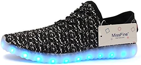 Worobo Unisex LED Shoes Women's Waterproof Summer Shoes Men's Fashion Sneakers, Black, 9.5 B/6.5 D/40