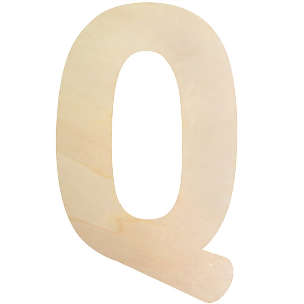 Large Wooden Letters 12 Inch, Unfinished 30cm Wooden Letter Q for Crafts Children's Names Capital Alphabet 5mm Thick Wood Letters for Nursery Decor Wall Art Hanging Home Painting