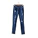 VICVIK Woman Knee Skinny Denim Distressed Ripped Boyfriend Jeans (L)