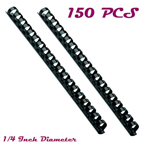 Agreatca 150 Plastic Comb Binding Spines,Twin Loop Binding Wires,Binding Combs,Rigid PVC Binding Combs(1/4 Inch Diameter, Black,21 Sheets)