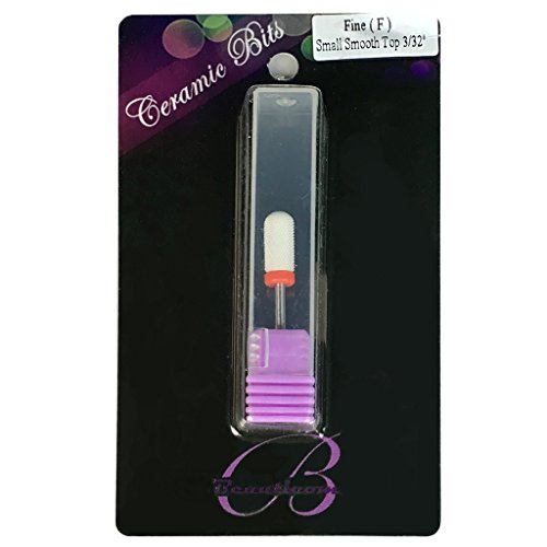 Beauticom Professional USA Ceramic White ROUND Top Small Barrel Bit Nail Drill (Grit: FINE) 3/32" Shank Size