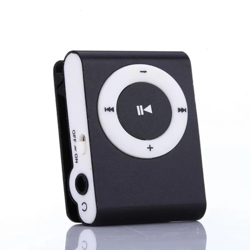 Portable Digital Music Player, Mini MP3 BackClip Design with Earphone and USB Cable, MP3 Player Set for Outdoor Sports, Up to 5 Hours Play Time, 250mAh Battery Capacity (Black)