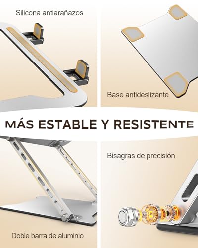 Babacom Laptop Stand Ultra Slim and Portable Desk, Height Adjustable Base with Dual Bar Stand, Laptop Stand Foldable with Cooling, Compatible with MacBook/Tablet (10-15.6")
