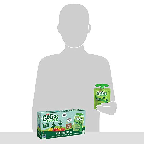GoGo squeeZ Applesauce, Apple Apple, 3.2 Ounce (12 Pouches), Gluten