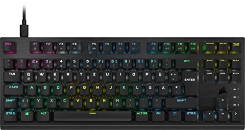 Corsair K60 PRO TKL RGB Tenkeyless Optisch-Mechanische Kabelgebundene Gaming-Tastatur - OPX Linear-Schalter - Polycarbonat-Tastenkappen - iCUE-Kompatibel - QWERTZ DE - PC, Mac, Xbox - Schwarz