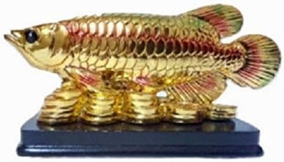 RIPE INDIA Astroghar Feng Shui Arowana Fish on Lucky Coins (Golden)