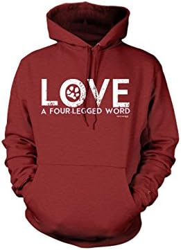 Funny Little Dog Four Legged Word Hoodie, Heathered Red, Large