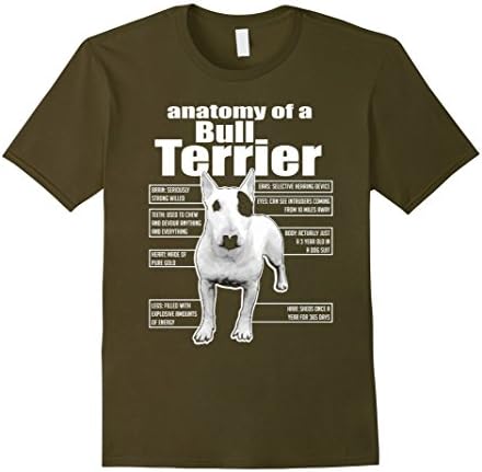 Men's ANATOMY OF A BULL TERRIER T-SHIRTS || FUNNY BULL TERRIER TEE 3XL Olive