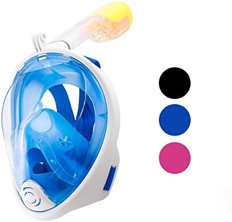 Snorkel Mask - Full Face Snorkeling Diving Mask with 180 ° Panoramic Viewing - Anti Fog &amp; Anti Leak Technology – Watertight Scuba Mask for Adults and Teenagers (Blue, Large)