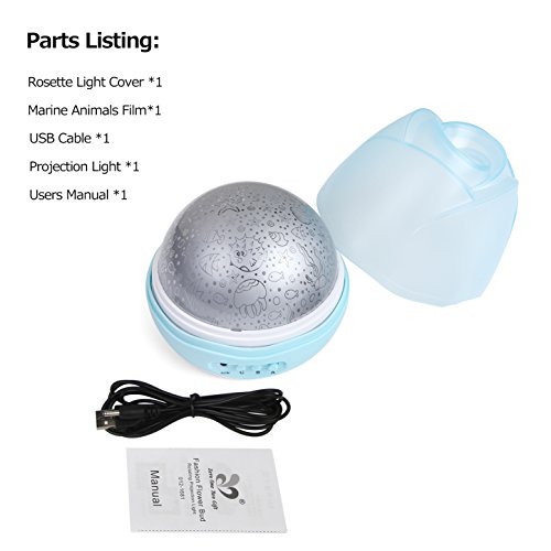 Christmas Projector for Kids, MOCERO Rotating Night Light with 4 LED Bulbs 9 Modes for Children in Bedroom,Celebration&Decoration - Thumbnail 6